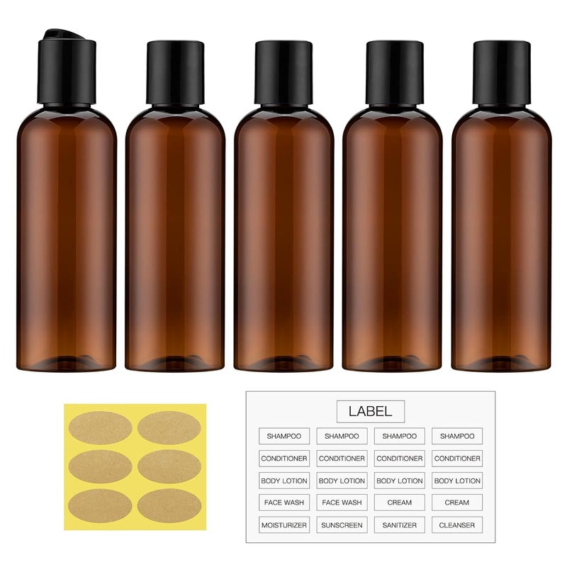 owlyee Travel Bottles for Toiletries 3.4 oz - Travel Size Containers for Shampoo Plastic - Small Empty Lotion Squeeze Bottle for Liquid TSA Approved - Leak Proof Mini Conditioner Refillable Amber 100ml - Image 1
